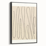 Framed minimalist abstract wall art featuring a sleek black canvas with geometric designs, displayed from a side view, ideal for modern decor.