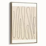 Framed abstract minimalist wall art collection showcasing geometric shapes in gold and neutral tones, perfect for modern decor.