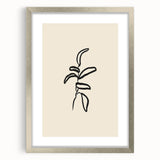 Abstract minimalist design wall art collection framed in a silver mat, showcasing geometric patterns and soft colors, perfect for modern home decor.