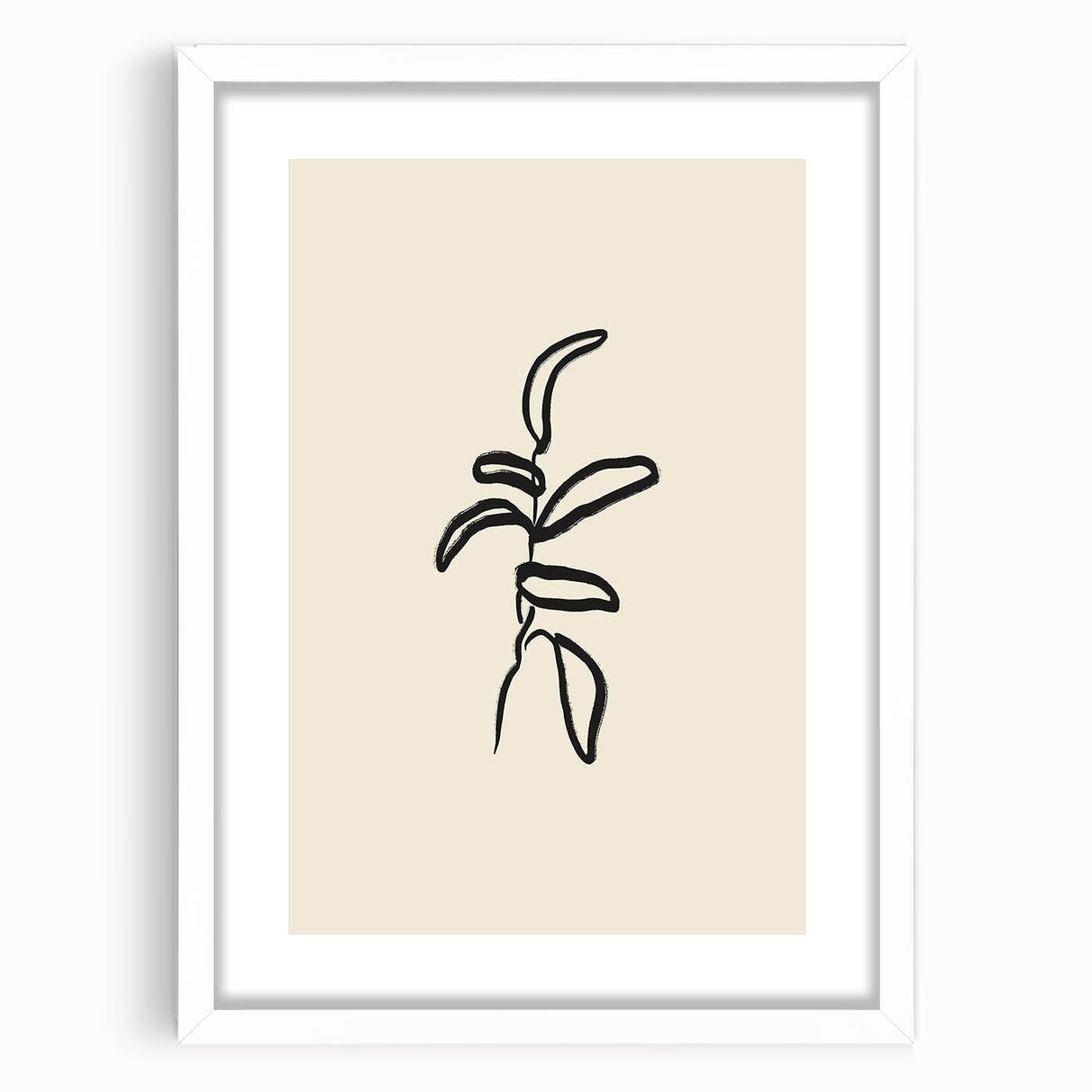 Abstract minimalist wall art collection showcasing a framed piece with a white mat, highlighting clean lines and a modern aesthetic, perfect for contemporary decor.