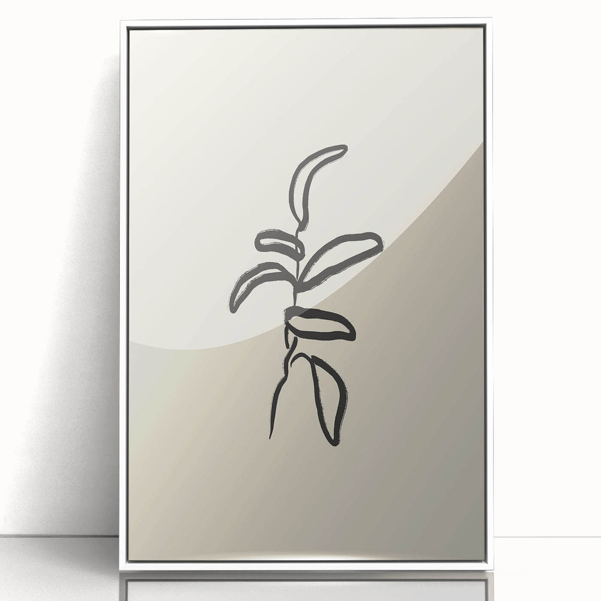 Framed wall art featuring an abstract minimalist design in soft pastel colors, showcasing geometric shapes and lines, perfect for modern home decor.