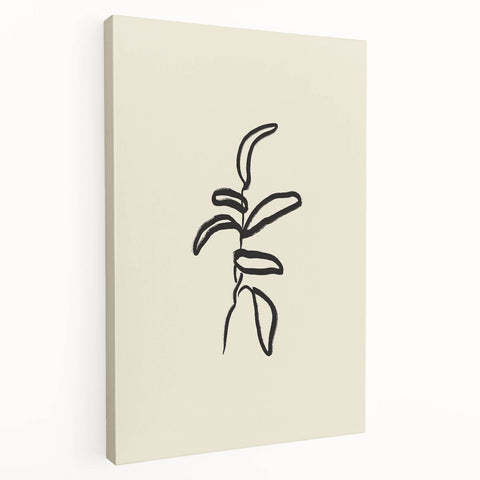 Stretched canvas showcasing an abstract minimalist design in muted colors, ideal for modern home decor. Side view highlights the depth and texture of the artwork.