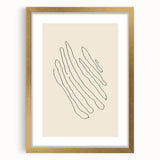 Abstract minimalist wall art featuring a gold frame and mat, showcasing a modern design ideal for contemporary home decor. Perfect for adding elegance to any room.