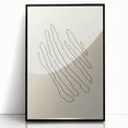 Framed acrylic wall art featuring an abstract minimalist design in black and white, showcasing geometric shapes and smooth lines, perfect for modern home decor.
