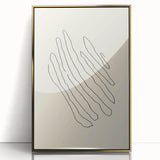 Framed abstract minimalist wall art collection featuring a gold-accented design, displayed elegantly in a modern setting with soft lighting, perfect for contemporary decor.
