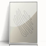 Framed minimalist wall art featuring an abstract design in soft pastel colors, showcased from a front view with a sleek white frame, perfect for modern decor.