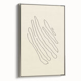 Framed canvas wall art showcasing an abstract minimalist design with a sleek silver frame, perfect for modern home décor. Ideal for elevating living room aesthetics.