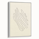 Framed canvas wall art featuring an abstract minimalist design with soft white tones and subtle textures, showcasing a modern aesthetic perfect for contemporary decor.
