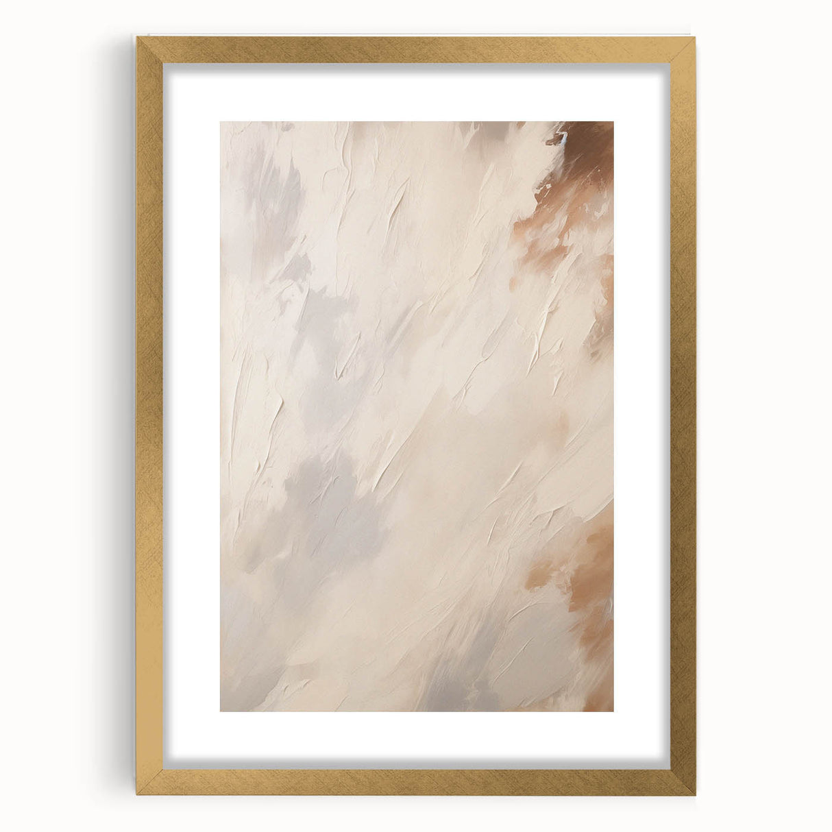 Abstract minimalist wall art collection featuring a gold-framed design with a mat, showcasing modern aesthetics and elegant decor suitable for contemporary interiors.