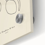 Close-up of an abstract minimalist design wall art piece, showcasing vibrant colors and geometric shapes on acrylic glass, perfect for modern decor.