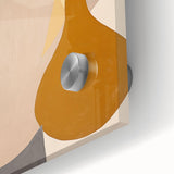 Close-up of a sleek abstract minimalist wall art design featuring soft pastel colors and geometric shapes, displayed in a modern acrylic glass frame, enhancing contemporary decor.