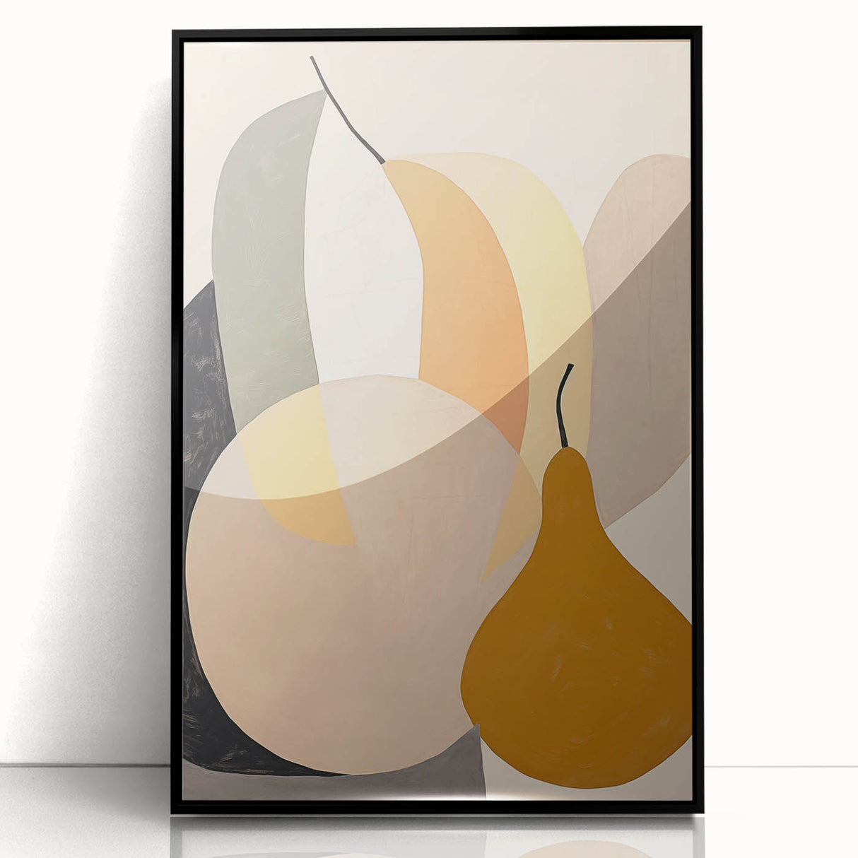 Framed abstract minimalist wall art design featuring a sleek black acrylic front view. Ideal for modern decor, enhancing any space with contemporary style.