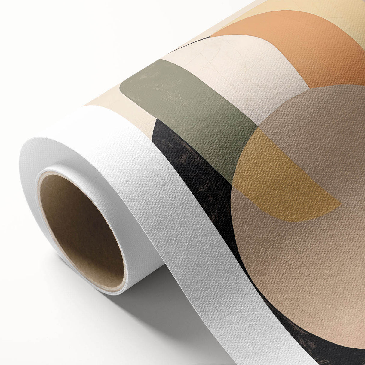 Abstract minimalist wall art design featuring soft pastel colors and geometric shapes on rolled canvas, ideal for modern home decor and artistic expression.