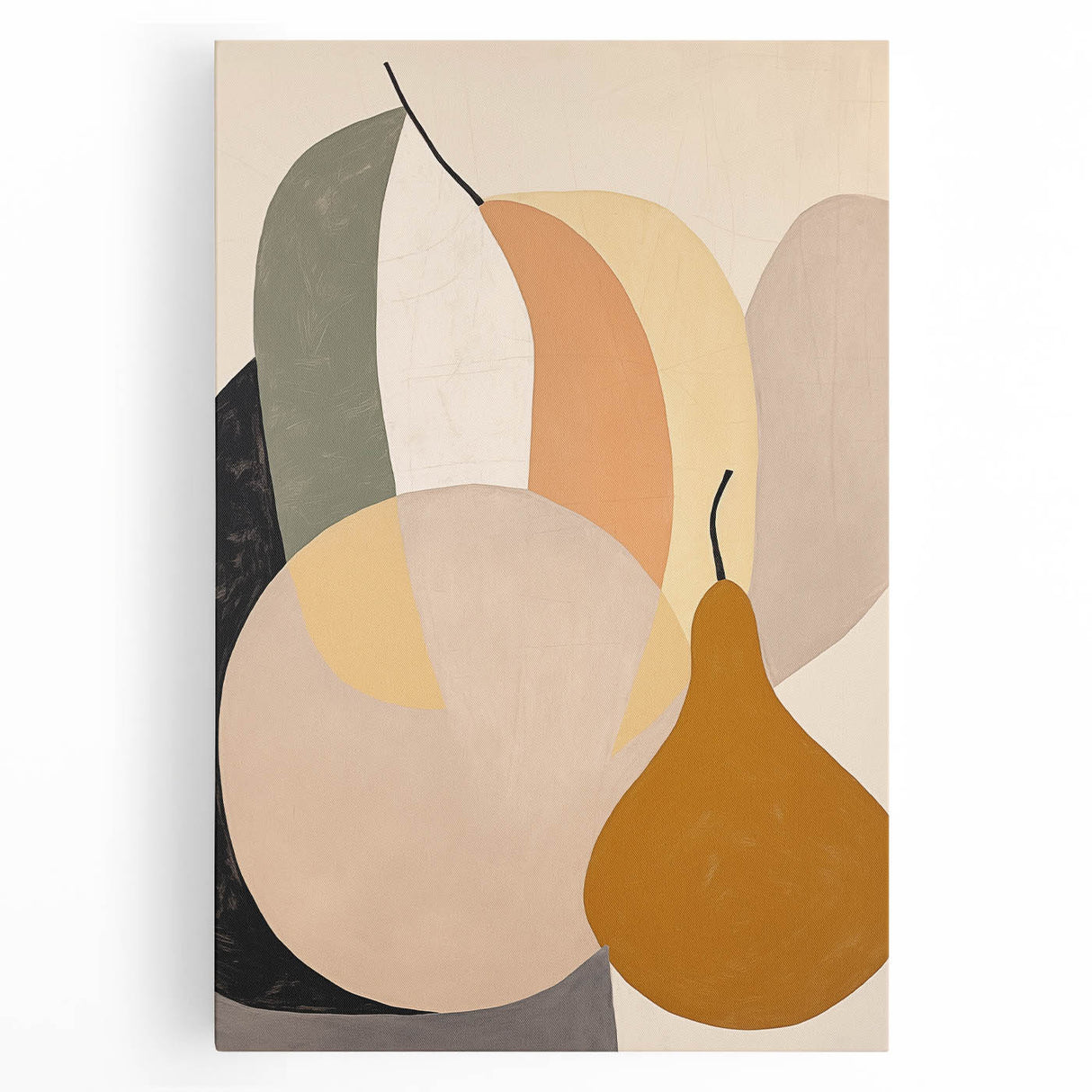 Abstract minimalist wall art design featuring soft pastel colors and geometric shapes on a stretched canvas, ideal for modern home decor enhancement.