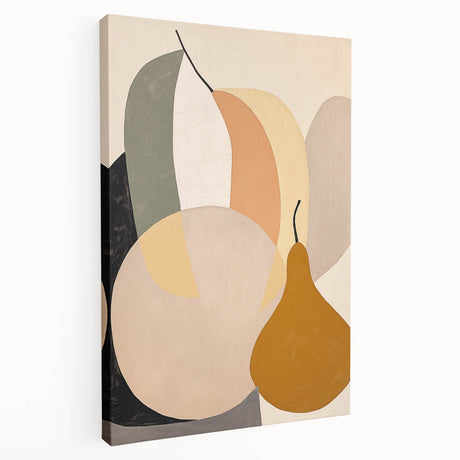 Stretched canvas displaying an abstract minimalist design with soft pastel colors, showcasing geometric shapes and fluid lines, perfect for modern home decor.