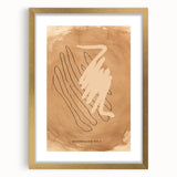 Abstract minimalist wall art collection framed in gold, showcasing a sophisticated design with a mat, perfect for modern decor. Ideal for enhancing living spaces or office interiors.