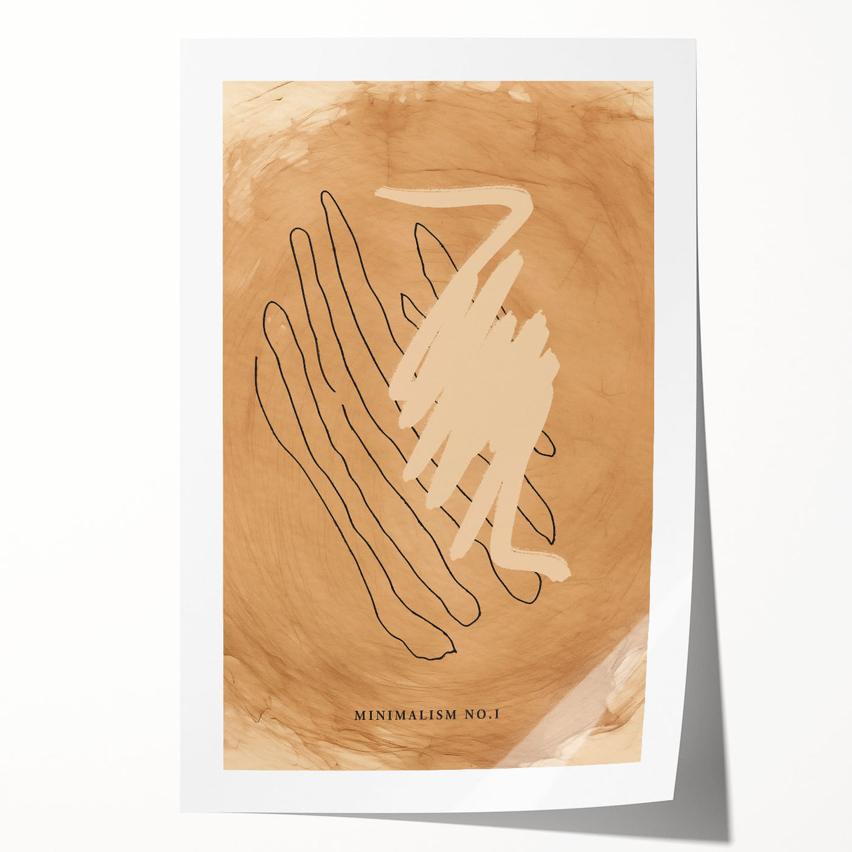 Abstract minimalist wall art print featuring soft pastel colors and geometric shapes, rolled and packaged in a durable tube for safe delivery. Perfect for modern home decor.