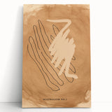 Abstract minimalist wall art collection showcasing a stretched canvas design with soft pastel colors and geometric shapes, leaning against a modern interior backdrop. This artwork adds a contemporary touch to any space, emphasizing simplicity and elegance.