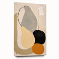 Abstract minimalist wall art collection displayed in a side view, showcasing vibrant colors and geometric shapes, elegantly framed under acrylic glass with pins, perfect for modern home decor.