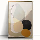 Framed abstract minimalist wall art featuring a gold-accented design, showcasing elegant lines and shapes, perfect for modern home decor.