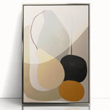 Framed abstract minimalist wall art featuring a sleek silver acrylic front, showcasing geometric patterns and soft tones, ideal for modern decor.
