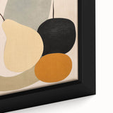 Close-up of a framed abstract minimalist wall art piece showcasing soft neutral tones and geometric shapes, perfect for modern home decor enhancement.