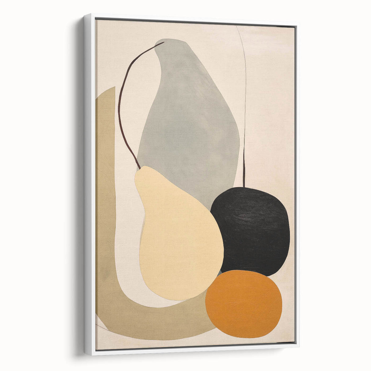 Framed canvas wall art featuring an abstract minimalist design with soft white tones, showcasing a modern aesthetic ideal for contemporary home decor.