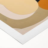 Abstract minimalist design wall art featuring soft pastel colors and geometric shapes, perfect for modern home decor, presented on high-quality rolled canvas.