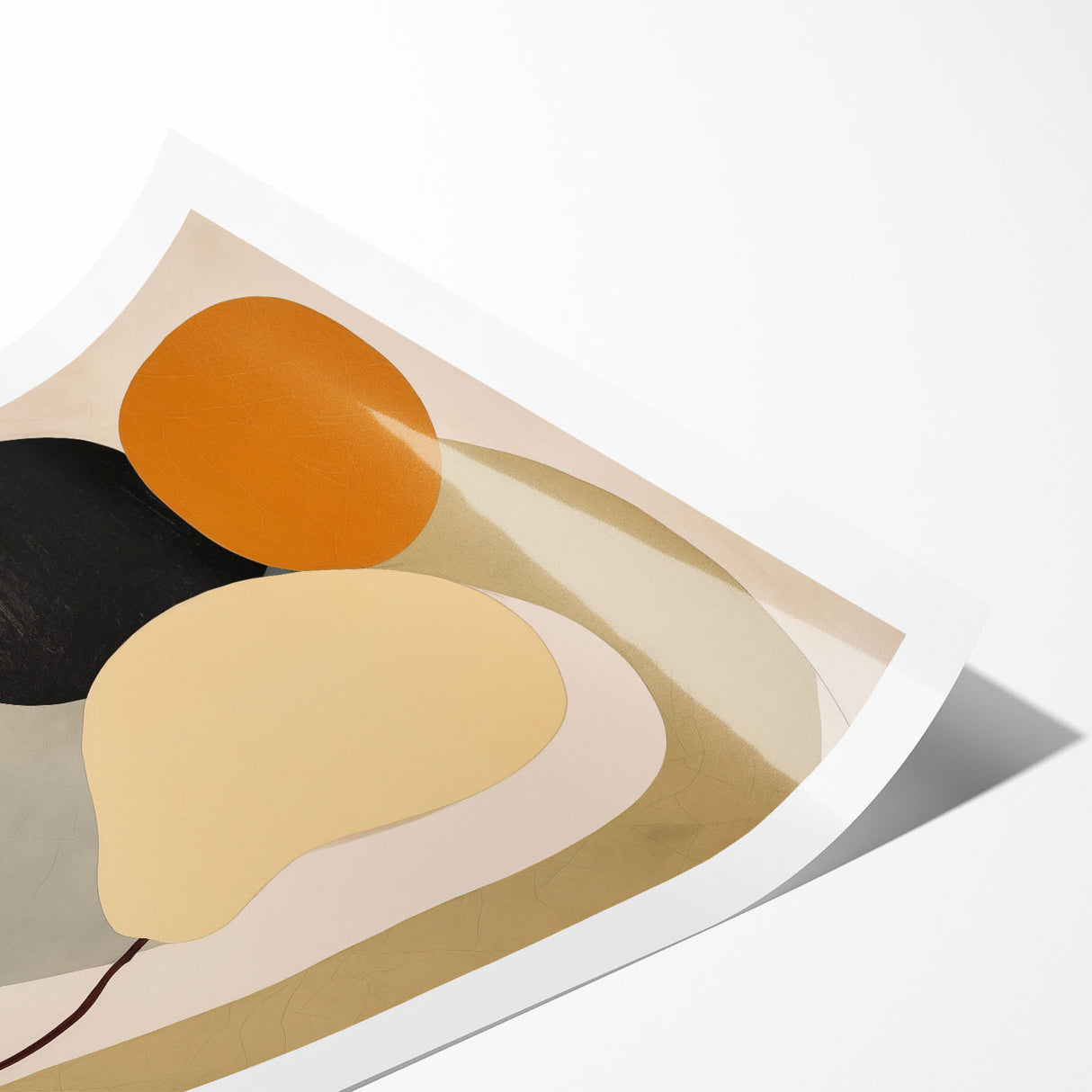 Abstract minimalist wall art print showcasing a blend of soft pastel colors and geometric shapes, rolled up for easy transport and display. Ideal for modern home decor.