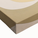 Close-up of a stretched canvas showcasing an abstract minimalist design in soft, muted colors, perfect for modern home decor or art collection.