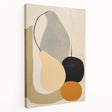 Abstract minimalist wall art design on stretched canvas, showcasing soft pastel colors and geometric shapes. Displayed in a side view, emphasizing depth and texture. Perfect for modern home decor and art enthusiasts.