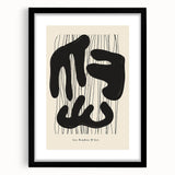 Abstract minimalist wall art design featuring a framed piece with a black mat, showcasing geometric patterns and subtle colors, ideal for modern home decor.