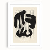 Abstract minimalist wall art collection framed in white with a mat, showcasing geometric patterns and soft color tones, ideal for modern home decor.