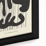 Close-up of a framed abstract minimalist wall art piece featuring soft pastel colors and geometric shapes, perfect for modern home decor.