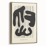 Framed abstract minimalist wall art design featuring gold accents, displayed from the side to highlight its sleek profile and elegant finish, ideal for modern decor.