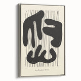 Framed abstract minimalist wall art featuring a silver accent, showcasing a contemporary design with soft colors, ideal for modern living spaces.