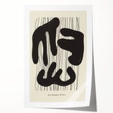 Abstract minimalist wall art design featuring soft pastel colors and geometric shapes, rolled and packaged securely in a protective cardboard tube for easy delivery.