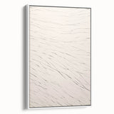 Framed abstract minimalist wall art collection showcasing a white canvas with subtle geometric designs, displayed from a side view, ideal for modern home decor.