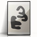 Abstract minimalist wall art collection featuring a framed acrylic design with a sleek black front view, perfect for modern decor.