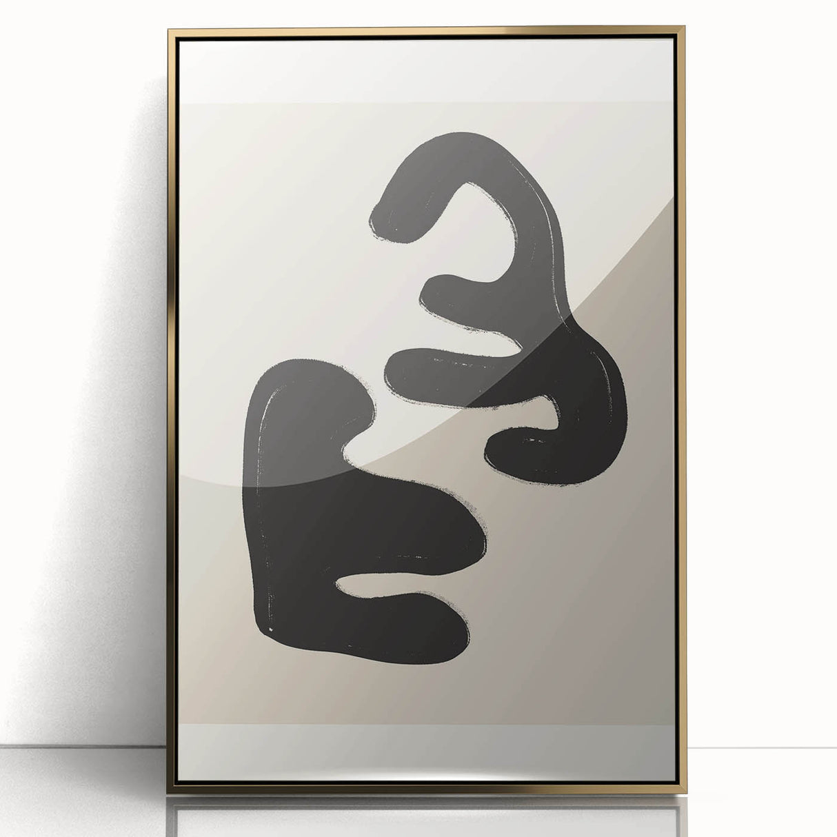 Framed abstract minimalist wall art collection featuring elegant gold accents and a sleek acrylic front, perfect for modern decor.