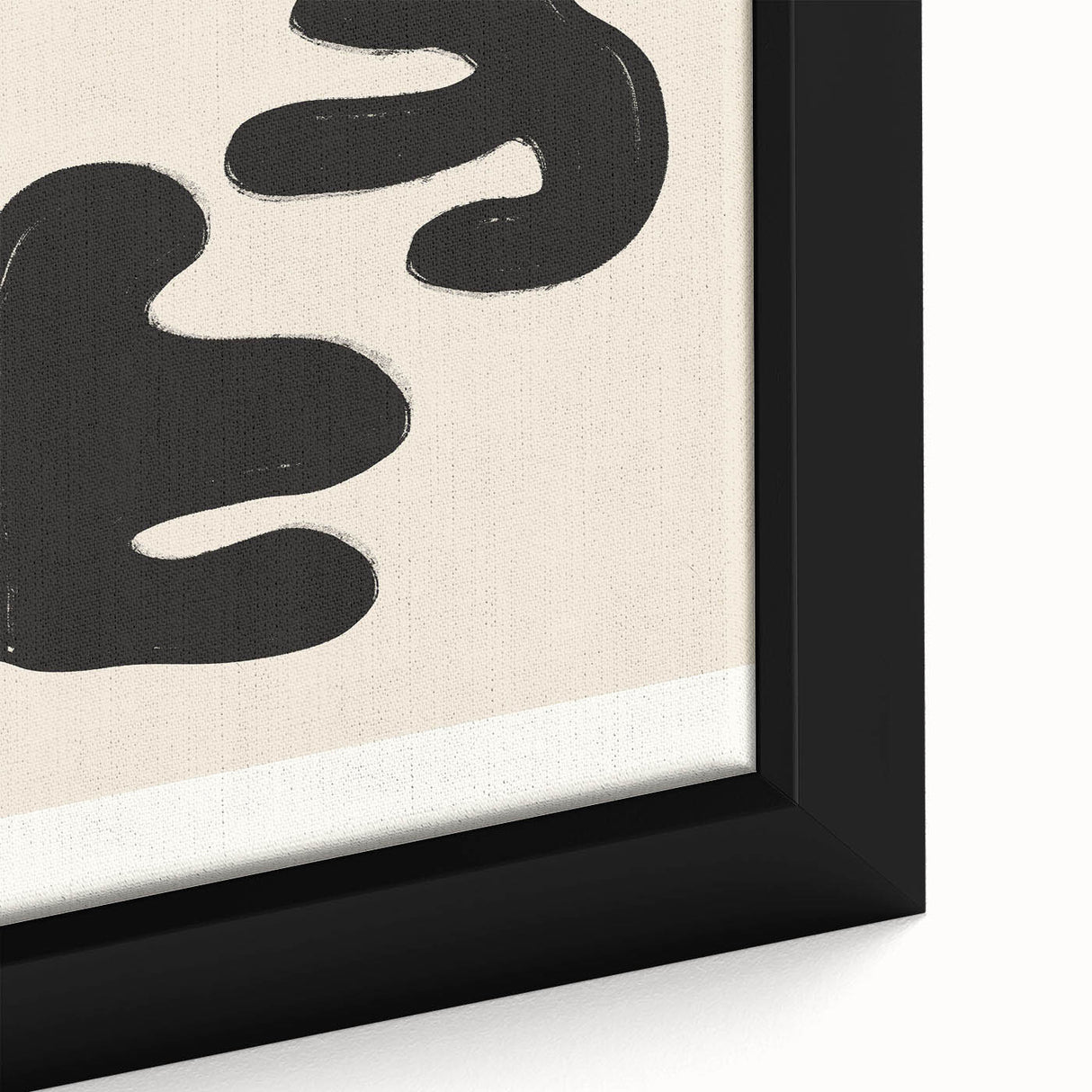 Close-up of a framed abstract minimalist wall art piece, showcasing soft pastel colors and geometric shapes, ideal for modern decor.
