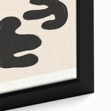 Close-up of a framed abstract minimalist wall art piece, showcasing soft pastel colors and geometric shapes, ideal for modern decor.