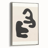 Framed abstract minimalist wall art design in silver, showcasing geometric shapes and soft colors, perfect for modern home decor.