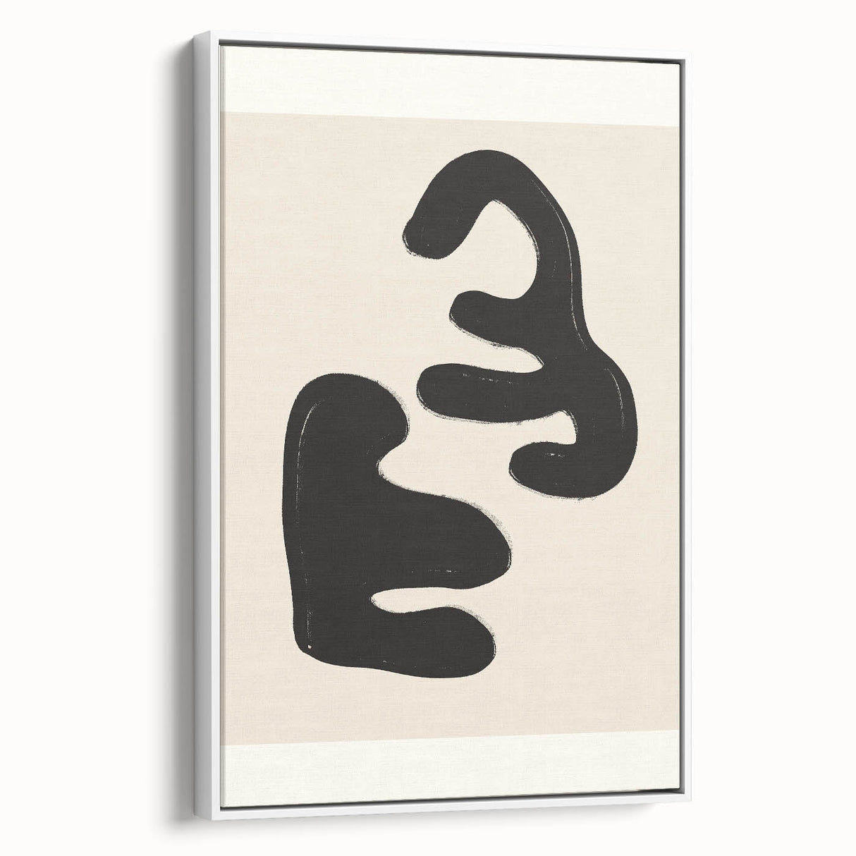 Framed minimalist abstract wall art collection showcasing eight unique designs in soft colors, displayed in a white frame with a side view.