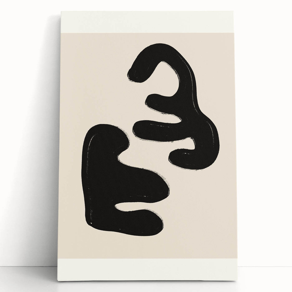 Abstract minimalist wall art collection displayed on stretched canvas, featuring soft pastel colors and geometric shapes, ideal for modern decor.