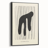 Framed black canvas wall art showcasing an abstract minimalist design with soft curves and neutral tones, perfect for modern home decor.