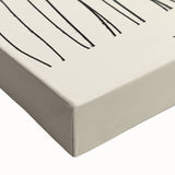 Close-up of an abstract minimalist stretched canvas wall art piece showcasing soft pastel colors, geometric shapes, and a contemporary design, perfect for modern decor.