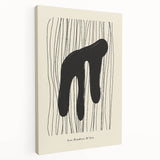 Stretched canvas showcasing an abstract minimalist design in soft beige and gray tones, ideal for modern home decor, viewed from the side to highlight its depth and texture.