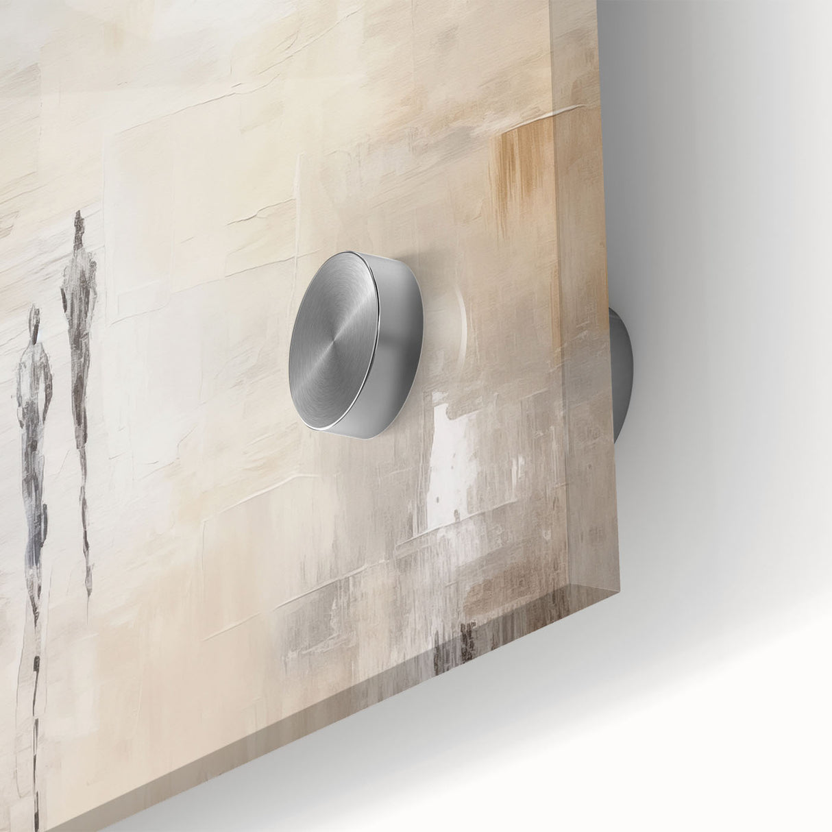 Close-up of an abstract minimalist wall art piece showcasing a vibrant blend of colors on acrylic glass, ideal for modern home decor accents. This artwork highlights smooth textures and contemporary design elements, enhancing any living space with a stylish touch.