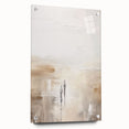 Side view of a minimalistic abstract wall art design collection displayed in an acrylic glass frame, showcasing a blend of soft colors and modern artistry.